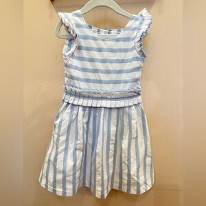 Adorable Striped Kids Dress in Blue and White